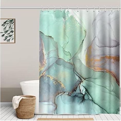 Rideau de douche imperméable et résistant à la moisissure avec 6 crochets, 100 % polyester, rideau de porte et de fenêtre pour salle de bain, dortoir scolaire, chambre d'essai, 180 x 180 cm (1/5)