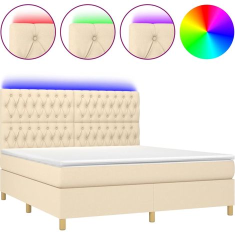 Maison Exclusive - Boxspringbett mit Matratze & LED Creme 180x200
