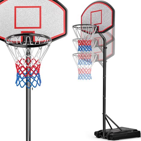 DEUBA® Panier de basket avec support réglable en hauteur 205 à 305 cm mobile adultes enfants roulettes Basketball pied stable