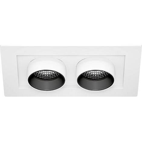 Mini spot encastré LED rectangulaire Oxo 2 lumières 12 W, 42°, interrupteur CCT 2700 K/3200 K/4000 K, blanc mat - Beneito & Faure Technical Lighting