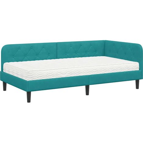 Maison Exclusive - Cornice del letto ad angolo Turchese 90 x 190 cm Velluto