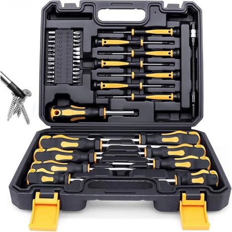 Coffret tournevis 42 pièces en acier chrome vanadium magnétique, kit outils avec embouts et tige flexible pour bricolage (1/5)