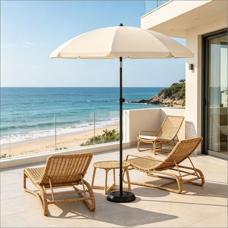 Klappbarer Garten-Sonnenschirm mit UV-Schutz 50+, ideal für Terrasse, Balkon oder Strand – wetterfeste Polyesterbespannung, verzinkter Stahlmast, neig- und höhenverstellbar