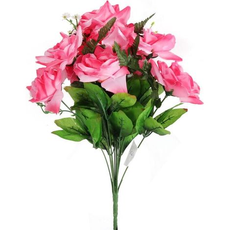 Bouquet di rose artificiali con felce, rosa chiaro, altezza 46 cm (1/3)