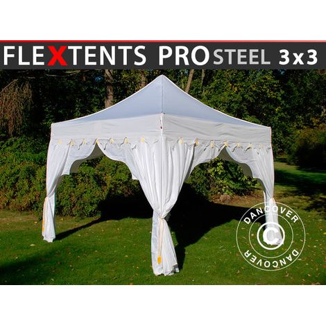 Pop up gazebo FleXtents PRO Steel "Raj" 3x3 m White/Gold