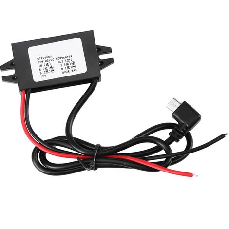 Convertisseur abaisseur DC-DC 12V vers 5V 3A prise Micro USB régulateur de tension pour voiture et smartphone (1/5)
