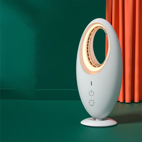 Ventilador de escritorio sin aspas, 3 velocidades, de bajo consumo, silencioso, de tamaño compacto, con luz LED para el hogar, la oficina o el dormitorio.