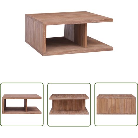 The Living Store Table basse 70x70x30 cm Bois de teck massif - Table Basse - Meuble Salon - Table D'appoint - Bois De Teck - Mobilier Rustique (1/5)