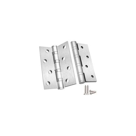 2 Pcs Charnières de Porte Pliables en Inox - Paumelle Épaisseur 3mm pour Portes Massives Intérieur (100x75mm, Argent) - (1/5)