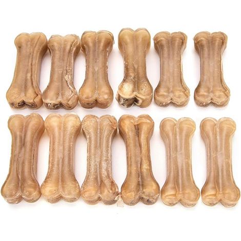 Dog Bones Pet Natural Chew Bones Eight Tripes Filled with Rawhide Dog Bones Tasty Chew Treats for Small Dog/Large Dog (12 pcs / 3 inch)