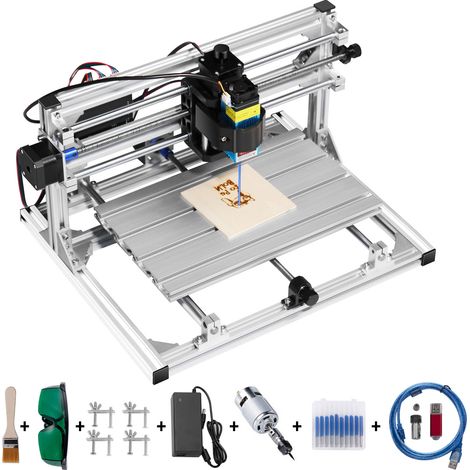 Mophorn CNC 3018 DIY 3-Achsen-Gravierset mit 500 mW Laser, Fräsmaschine für Holz, PCB