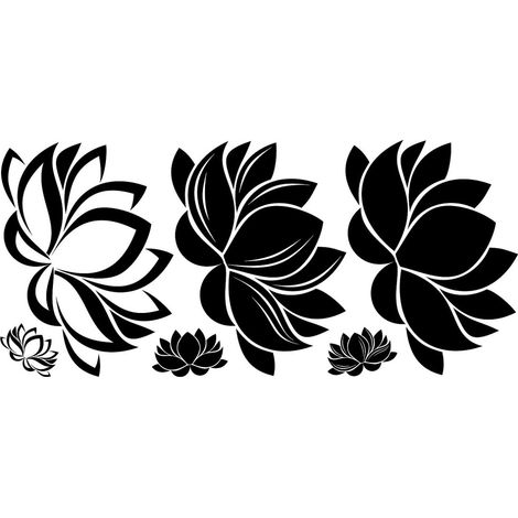 Sticker Mural Géant Fleur de Lotus avec Lignes Noires (1/5)