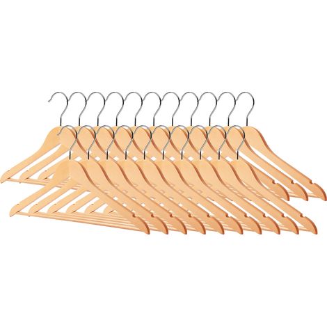 Grucce In Legno Naturale 21 Pezzi Con Scanalature Su Spalle Appendino Armadio Barra Portapantaloni Appendiabiti Completi Camicie Cappotti Gancio Girevole 360° (1/5)