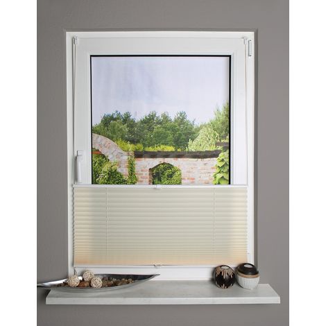 Home Fashion 094500 – 0218 Beige 130 cm x 40 cm Plissettata, Up & Down, Tessuto, Beige, 130 x 40 cm (1/3)
