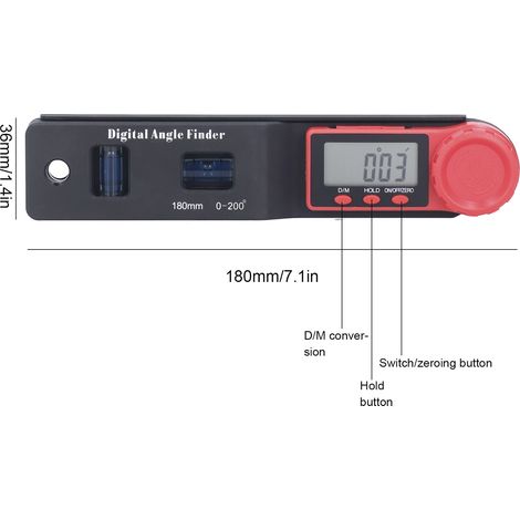 Digitale Wasserwaage mit LCD-Bildschirm, Winkelmesser, Holzbearbeitungszubehör (1/5)