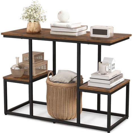 Rustic TV Console Table for 50 Inches TVs Industrial Sofa Table Rack (1/5)