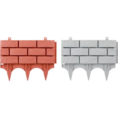 Bordillo de jardín de plástico con aspecto de piedra roja [4 paneles] Moderno, flexible, fácil de montar (1/5)