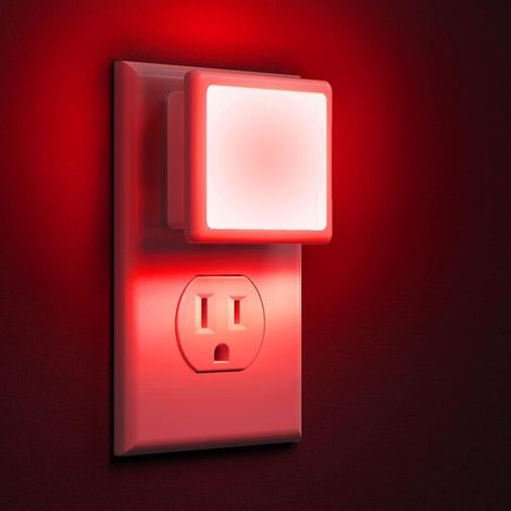 Wandnachtlicht – automatischer Schalter, ideal für Schlafzimmer, Badezimmer, Flure usw. – 1 Stück, rotes Licht (1/5)