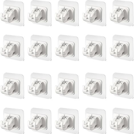lot de 20 supports tringle rideau, abs blanc, fixation autocollante sans perçage, diamètre 2,2 cm, pour cuisine salle de bain (1/5)