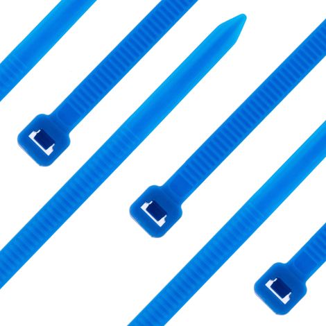 Lot de 100 serre-câbles - Bleu - 150 x 3,6 mm - Indéchirable jusqu'à 19 kg - Nylon PA6.6 - Autobloquants - Lot de serre-câbles pour la gestion des câbles, la maison, l'atelier et l'industrie