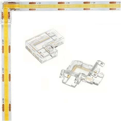 Connettore angolare a clip 10mm 2 pin per collegare strip led COB monocolore (1/4)