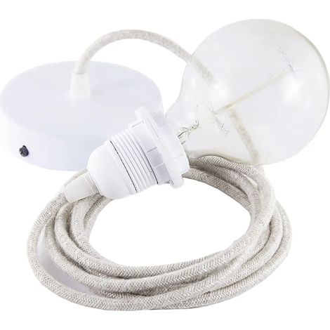 Lampe suspension creative-cables rn01 lin naturel cuivre 1m (1/3)
