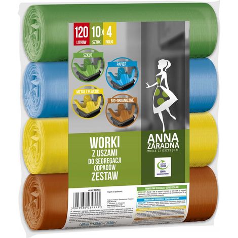 AZ-Säcke mit Griffen zur Mülltrennung, Set 120 l, 4 x 10 Stück