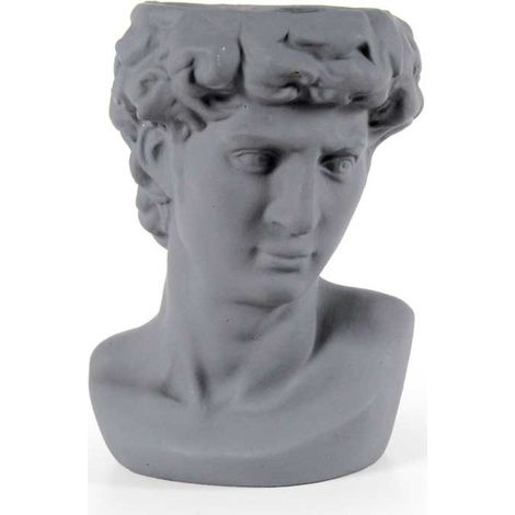 VASO PORTA PIANTE DESIGN TESTA DI UOMO BASE TONDA 21X19X29 CM GRIGIO (1/2)