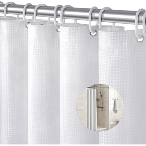 Duschvorhang mit Waffelstruktur, 180 x 90 cmWasserfest und schimmelresistentEinfache Montage mit ÖsenModernes Design