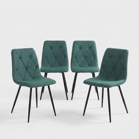 Set 4 sedie da cucina imbottite in tessuto easy clean Bells - Verde (1/5)