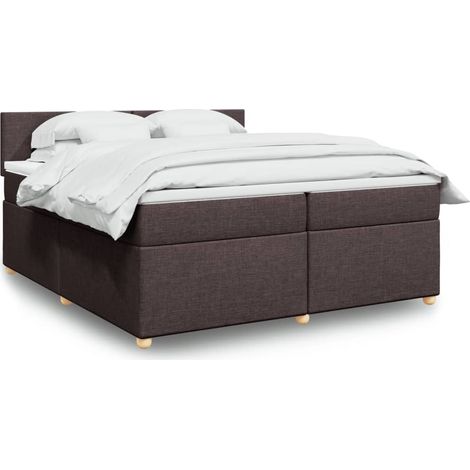 Cama box spring con colchón tela marrón oscuro 200x200 cm vidaXL (1/5)