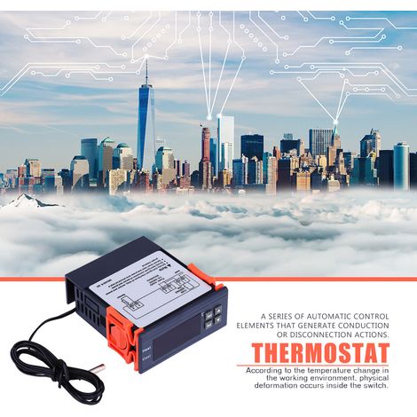 Thermostat numérique AC 110V-220V, régulateur de température digital, modes chauffage et refroidissement, contrôleur thermique précis. (1/5)