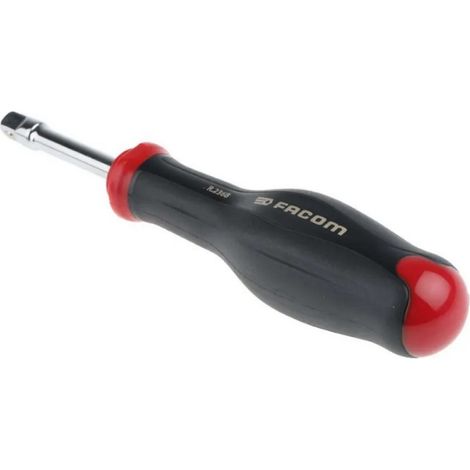 Facom – Poignée 1/4'' courte 158 mm – Carré – Manche ergonomique bi-matière – Finition chrome – ISO 3315, DIN 3122
