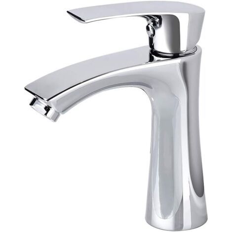 Robinet eau Froide Mitigeur Lavabo en Laiton Chromé Mousseur Démontable Robinetterie Salle de Bains Cartouche Céramique pour Lave Main WC ou, Sous-Sol (1/5)