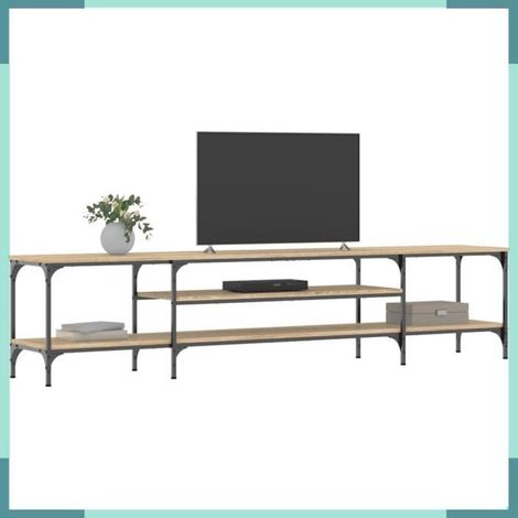 831814 Meuble TV chêne sonoma 201x35x45 cm bois d'ingénierie et fer (1/5)