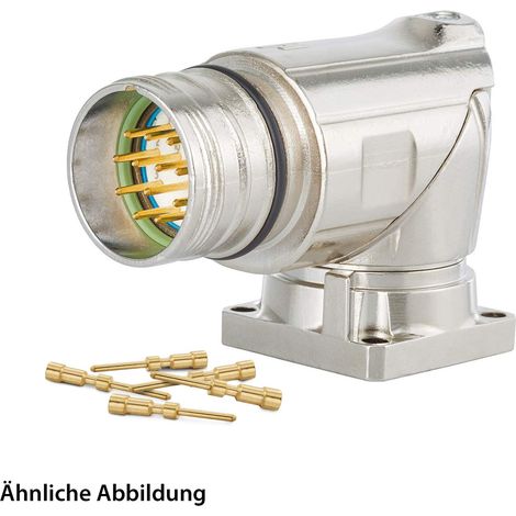 HUMMEL SET inkl. Kontakte M23 Signal Gerätesteckverbinder, Crimpeinsatz gewinkelt Polzahl 11+PE, Stift drehbar um 300 Grad Vorderwand - 1 Stück