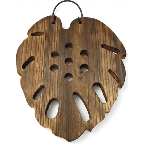 Jardinière murale avec feuille de Monstera, bois carbonisé, support pour plante suspendue 8, 27 x 9 (1/5)