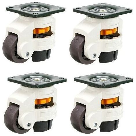 Lot de 4 roulettes pivotantes et rétractables pour meubles, 60F, en alliage nylon-aluminium, capacité de charge de 250 kg par roulette, 1000 pièces (1/5)