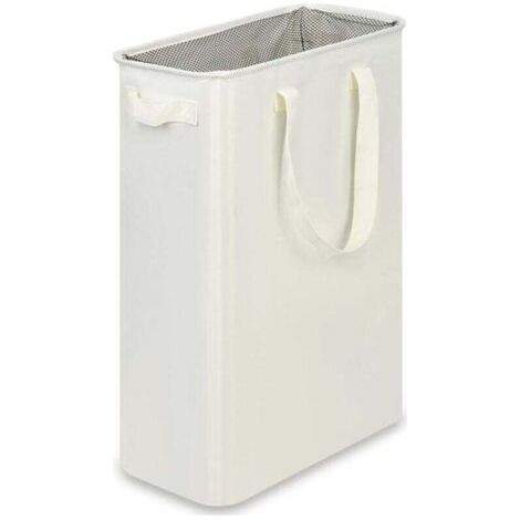 Panier à linge Oxford en tissu à un compartiment avec poignée, haut et pliable, convient aux buanderies, dortoirs et chambres, beige, 48 litres.