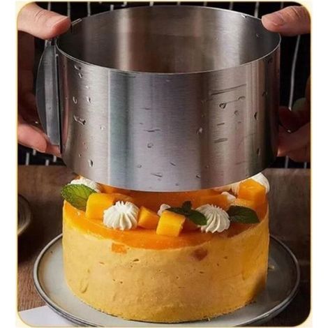 Moule À Gâteau - Cercle À Mousse Réglable En Acier Inoxydable - Hauteur 6 cm - Diamètre Réglable 15,2 À 30,5 cm - 1 Pièce (1/5)