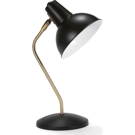 Lampe de bureau vintage métal noir style industriel élégant - noir mat et laiton vieilli (1/3)