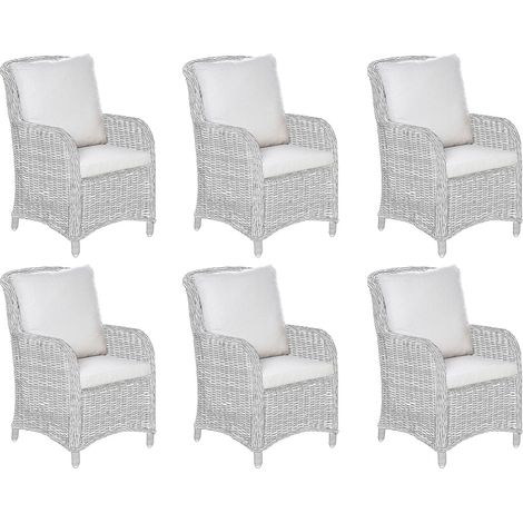 Lot de 6 Housses de Coussins de Chaise de Jardin Beige Cascais (1/5)