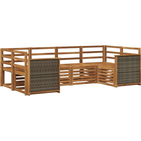 Set divano sezionale 5 pcs Naturale Legno di Acacia Massello vidaXL