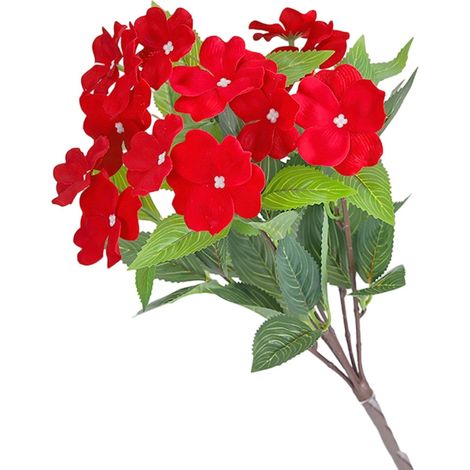 40cm Artificial Impatiens, Artificial Plants Outdoor, Garden, Porch, Balcony, Wedding Decorations, 2 Plants (Red)