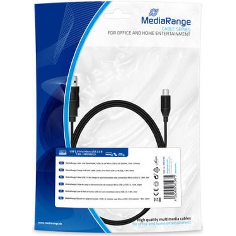 MediaRange Lade- & Datenk. USB 2.0 auf Micro USB 2.0 B 1.8m (MRCS184)