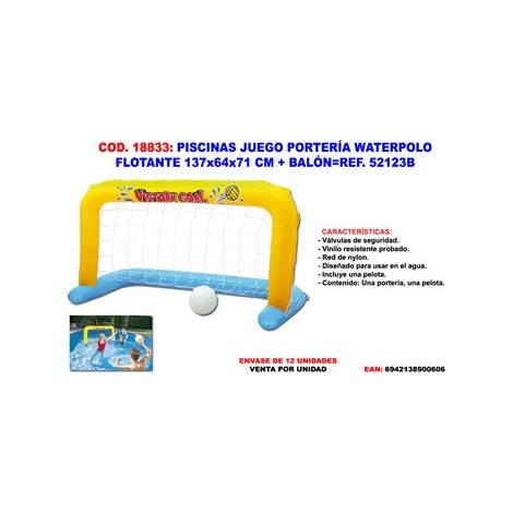 BESTWAY Portería de waterpolo flotante 137x64 con balón 52123B (1/10)