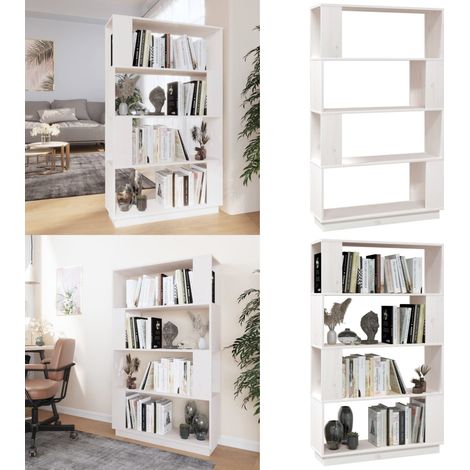 Estantería/divisor de espacios madera pino blanco 80x25x132 cm - Estantería de pino - Estantería decorativa
