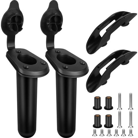 Kayak Support de Canne à pêche, Montage encastré avec Capuchon et Clips de Palette pour Kayak, Bateau de pêche, cano et Accessoire de pêche (1/4)
