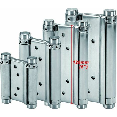 royaluxe - Charnières à Ressort (126mm) en Acier Inox à Double Action pour Portes Battante Charnière Fermeture Automatique pour Saloon Café Bar Pub Comptoir Porte Placard Jusqu'à 25kg (2 PCS) (1/5)