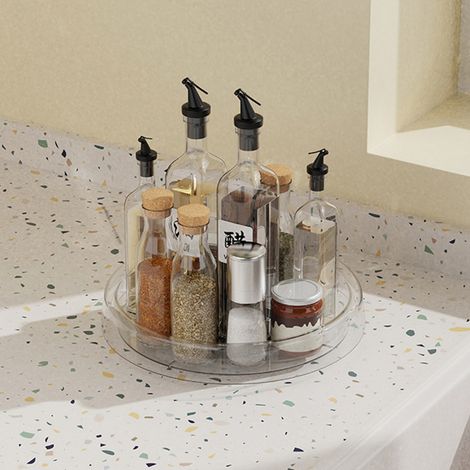 Drehbarer Kosmetik-Organizer – Transparentes, mehrstöckiges Aufbewahrungsregal fürs Büro – PS/HIPS, 32 x 25,6 cm, hohe Tragkraft (1/5)